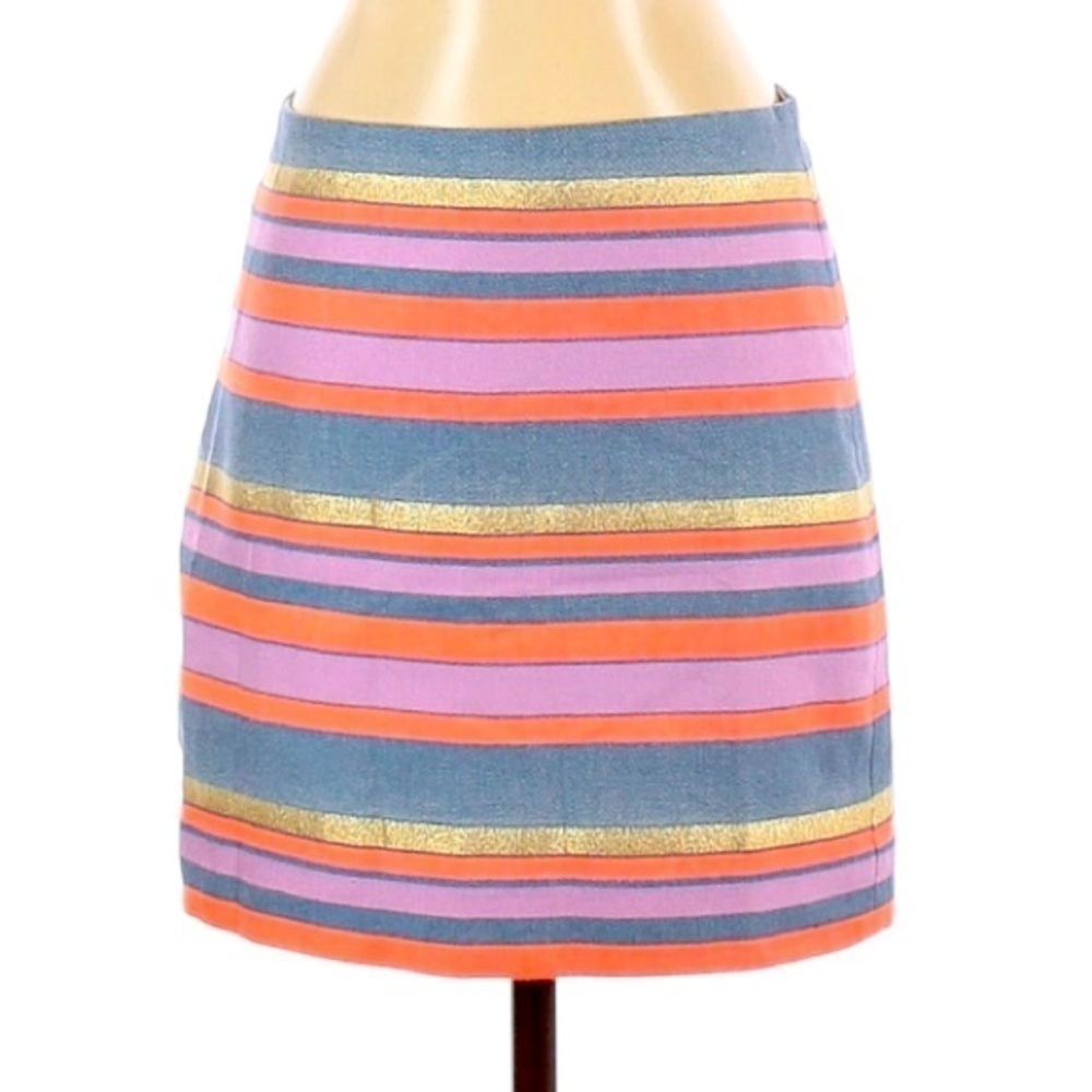 J crew striped mini pencil skirt glitter summer classic mini skirt size 2
